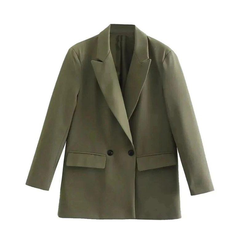 Blazer Mujer Corte Sastre Cruzado Botonadura Doble Oversize