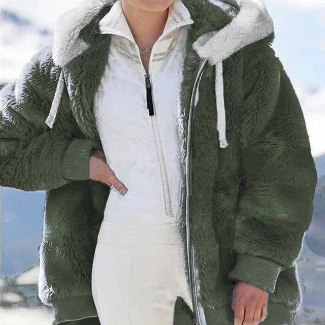 Chaqueta Mujer de Felpa Oversize con Capucha