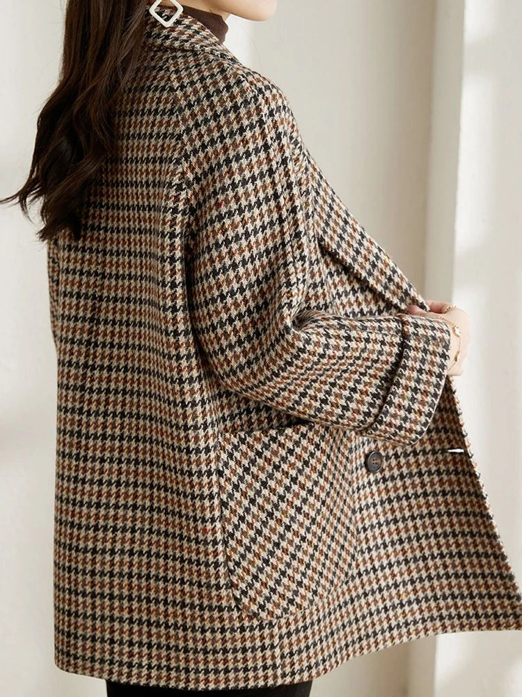 Blazer Mujer Oversize Estampado Cuadros Primavera