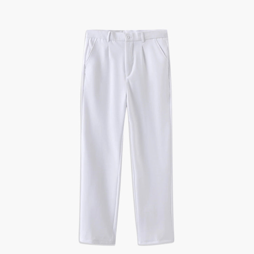 Pantalones Vestir Hombre con Pinzas Pierna Ancha Tiro Medio