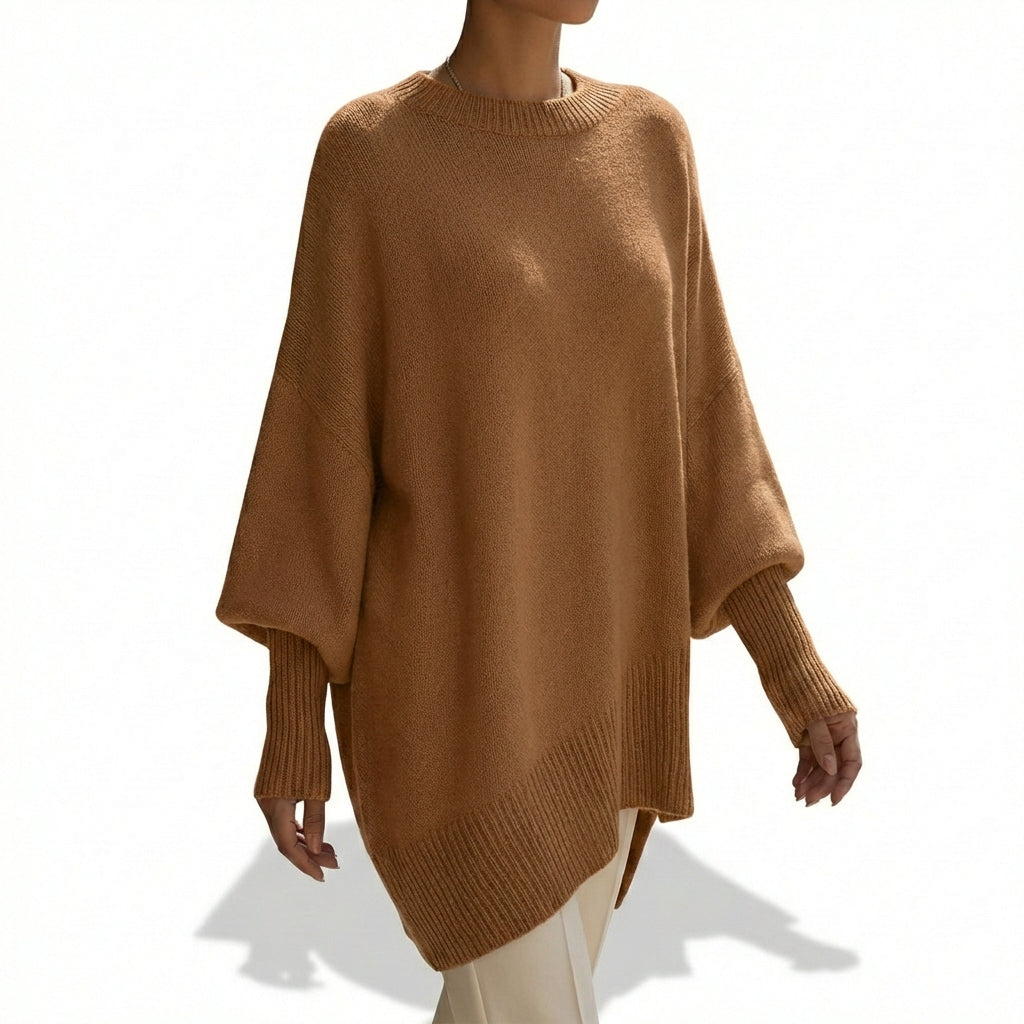 Poncho Mujer de Punto Asimétrico Estilo Elegante