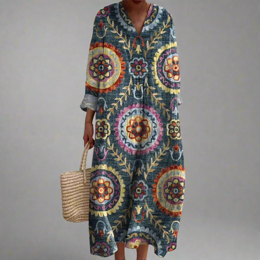 Vestido mujer Ligero Estampado Geométrico Corte Refinado - Mavetta