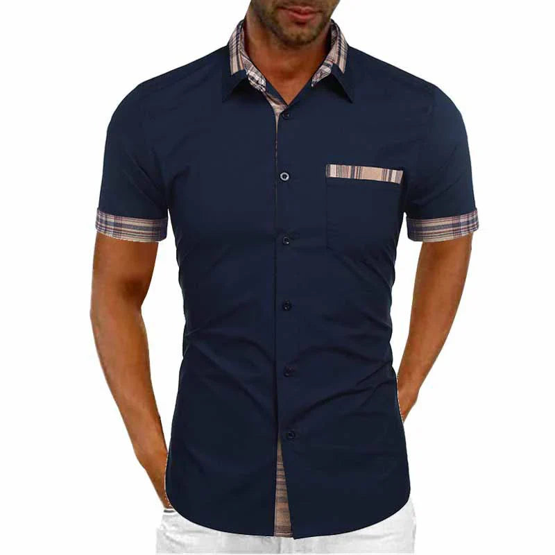 Camisa Hombre Manga Corta Elegante Ajuste Clásico