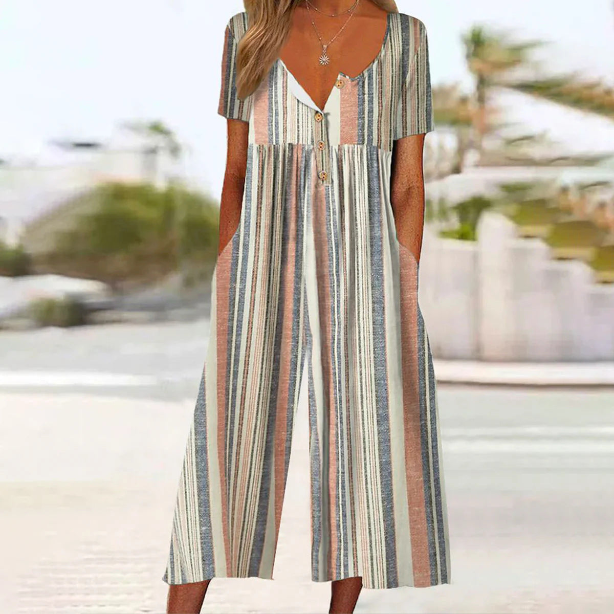 Mono Mujer Verano Escote en V Corte Moderno
