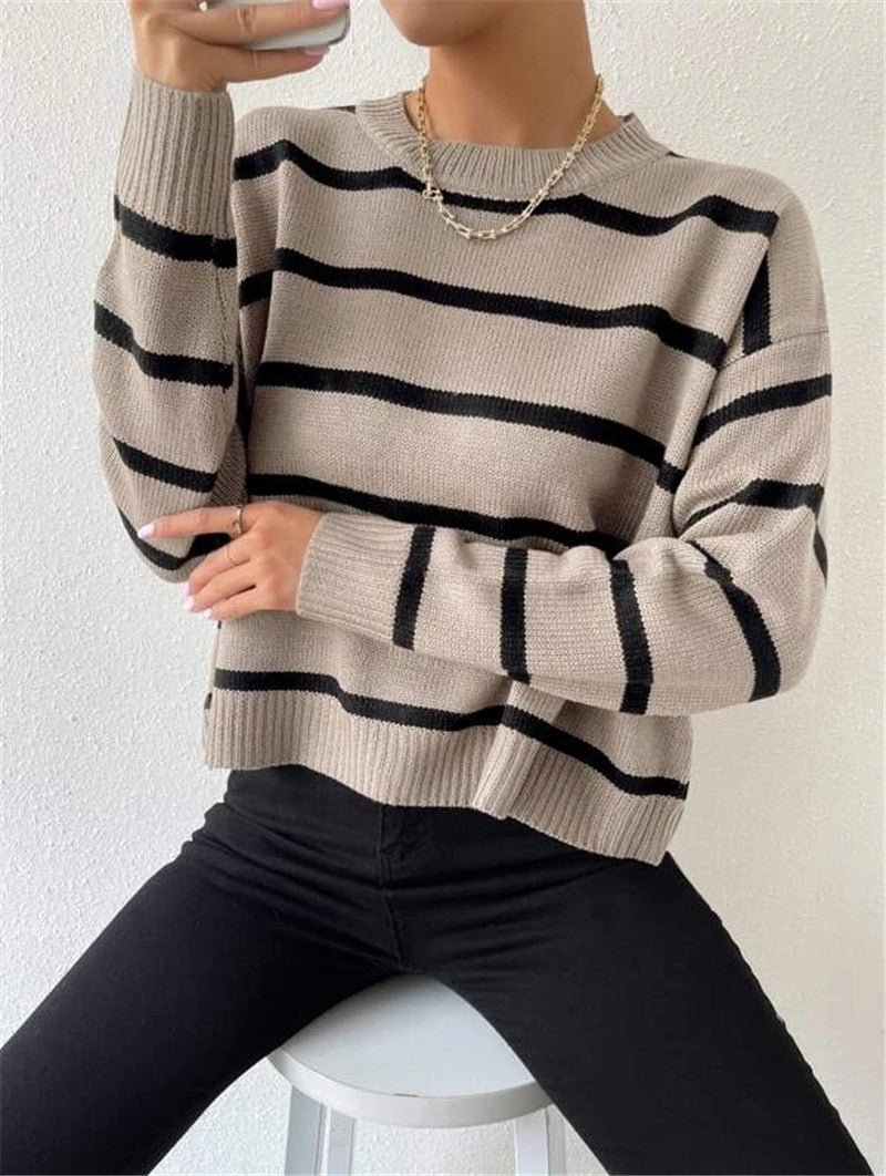 Suéter Mujer de Punto Oversize Diseño de Rayas