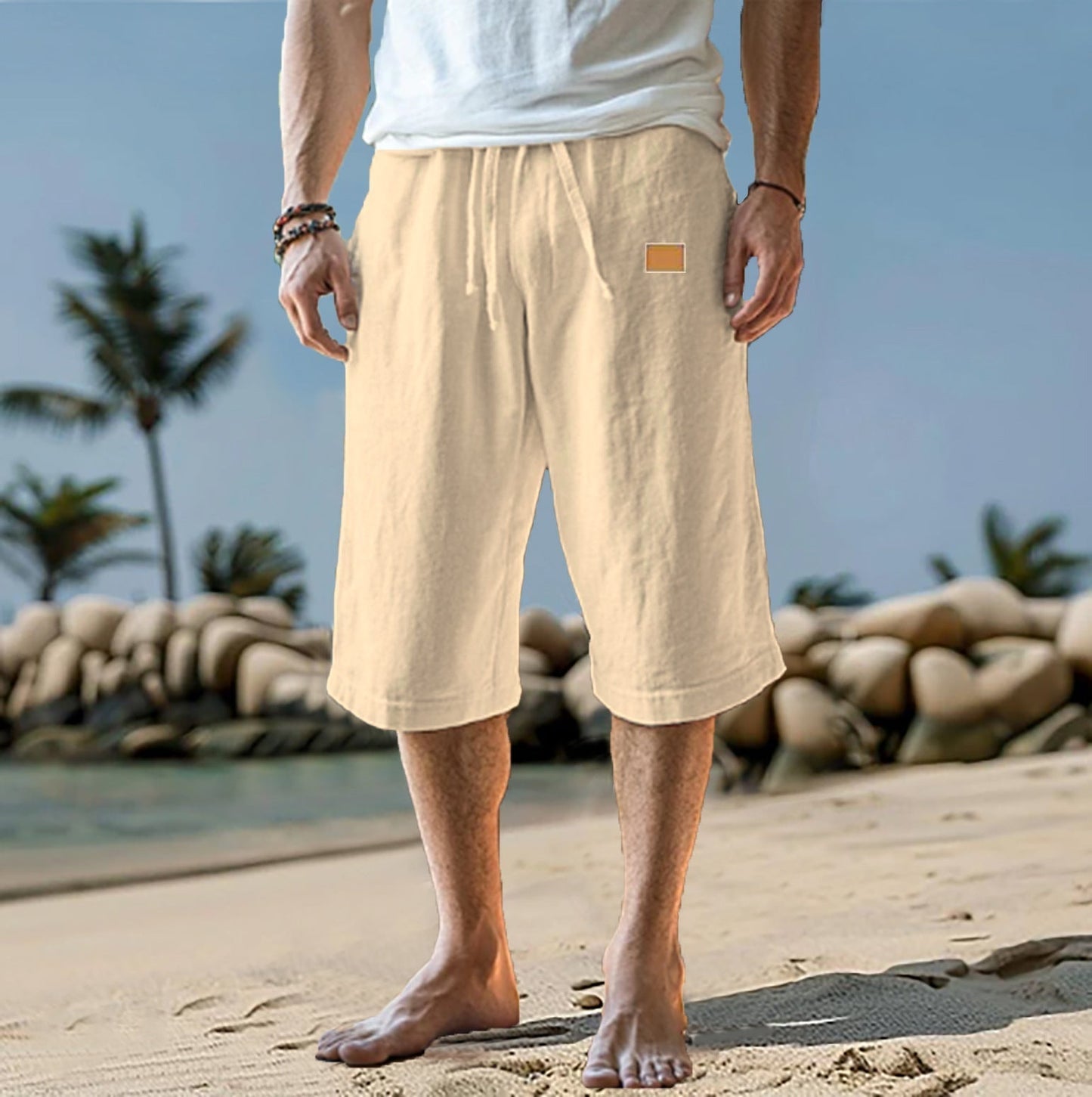 Bermudas Hombre Algodón Corte Relajado Cintura Ajustable