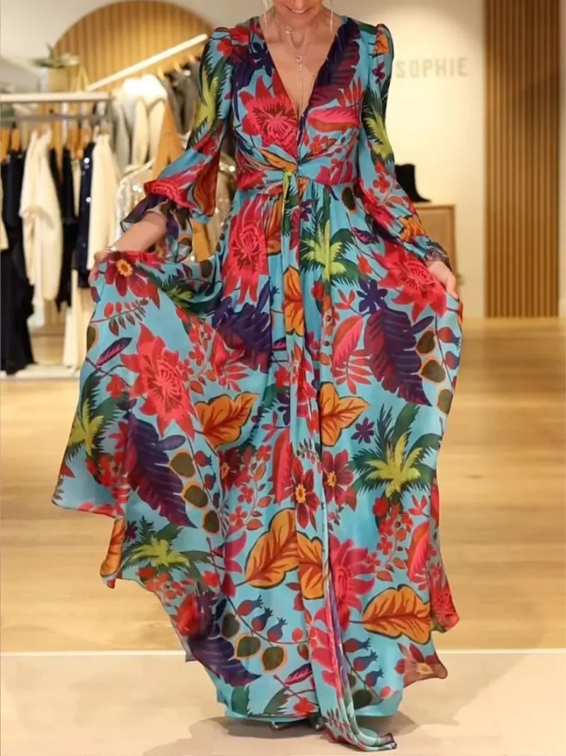 Vestido mujer ligero con escote en V estilo elegante