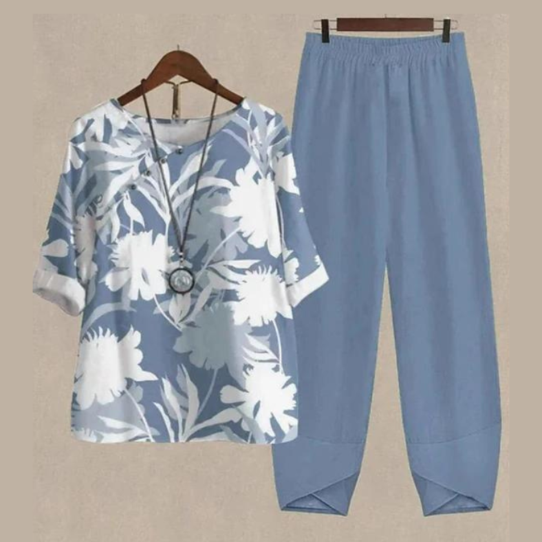 Conjunto Mujer Blusa Holgada y Pantalones Ajustados Suaves