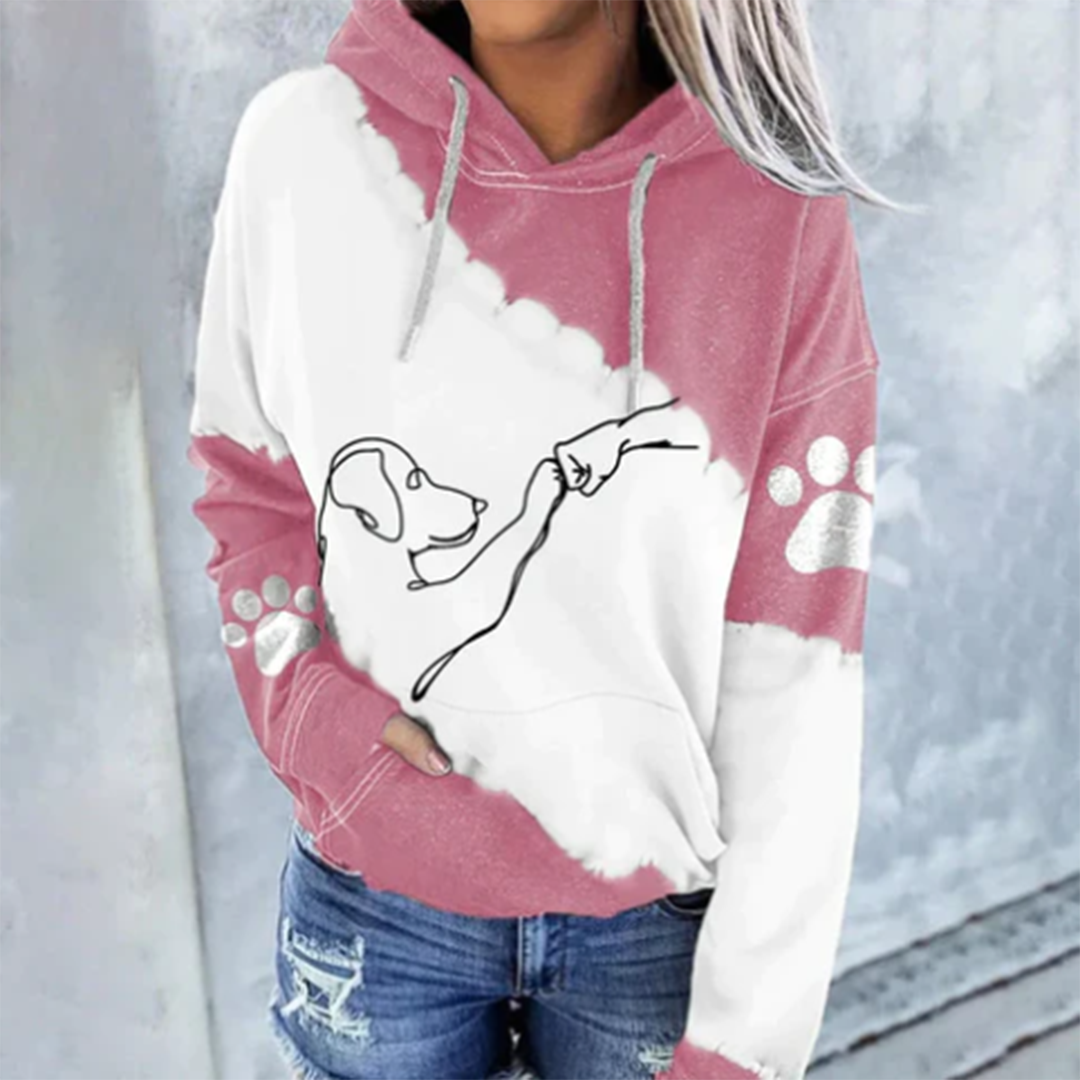 Sudadera mujer con capucha estampado perro estilo casual