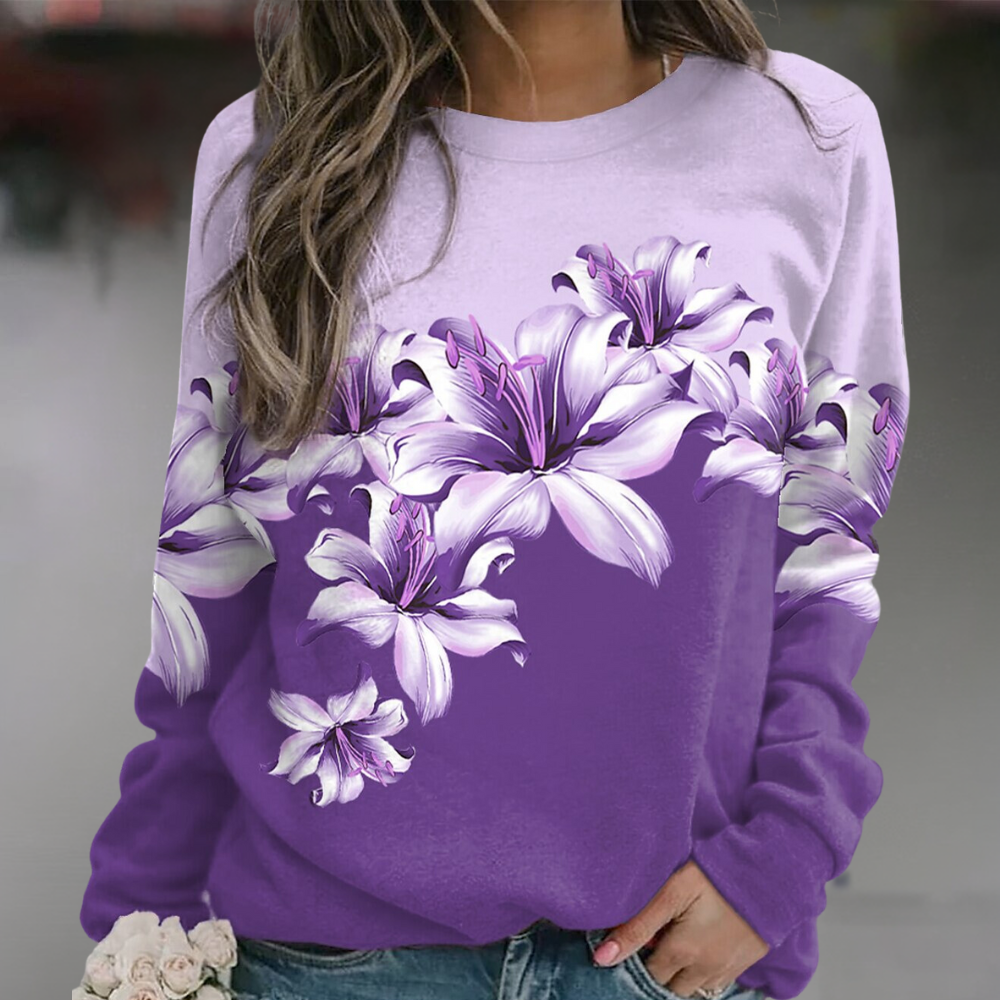 Sudadera mujer de Algodón Estampado Floral Ajuste Regular