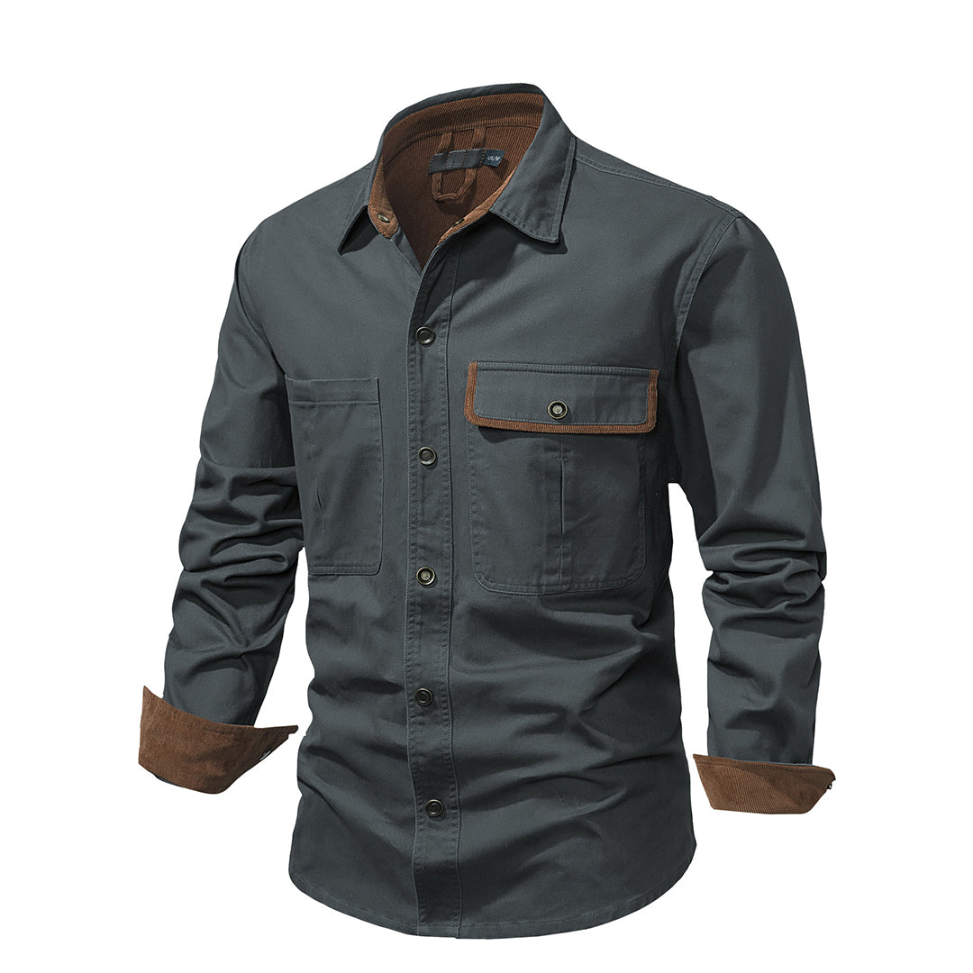 Camisa Hombre Manga Larga Algodón Botones Puños