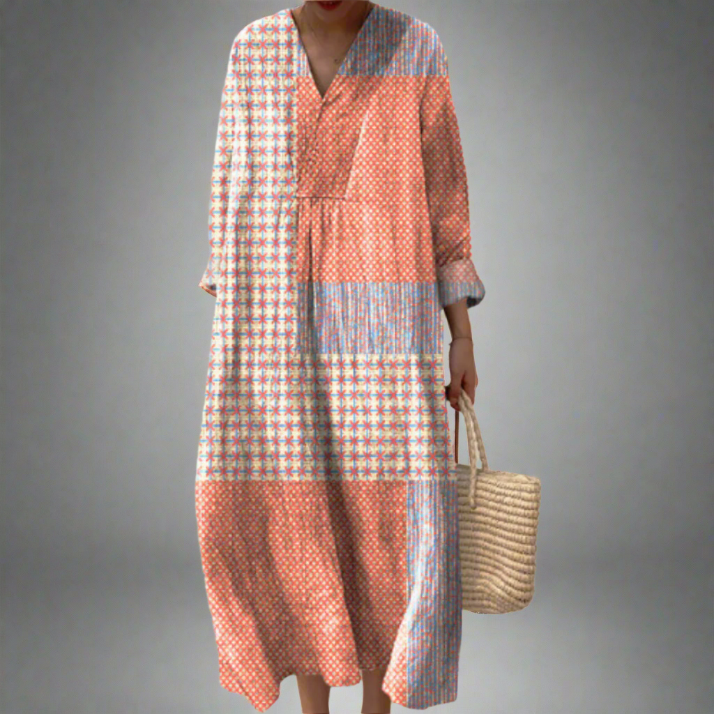 Vestido maxi mujer de tela ligera corte moderno - Mavetta