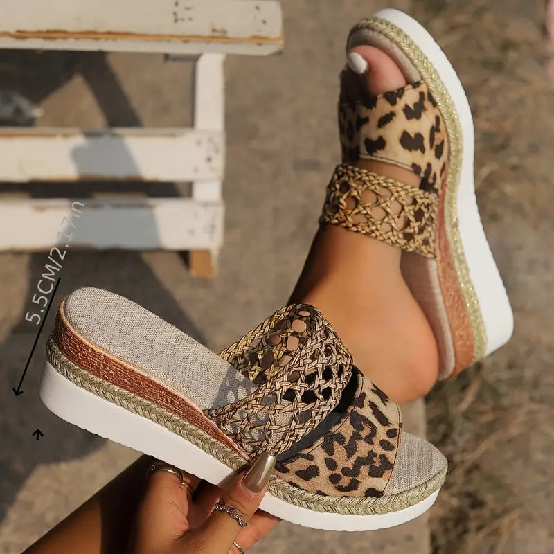 Sandalias Mujer Cuña Comoda Tiras Trenzadas