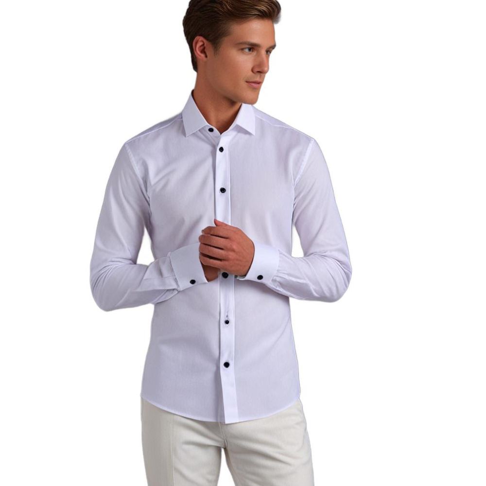 Camisa Hombre Slim Fit Manga Larga Algodón
