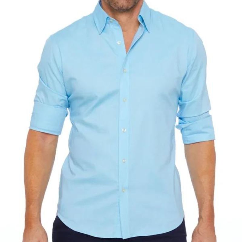 Camisa hombre casual Algodón corte slim sin cuello