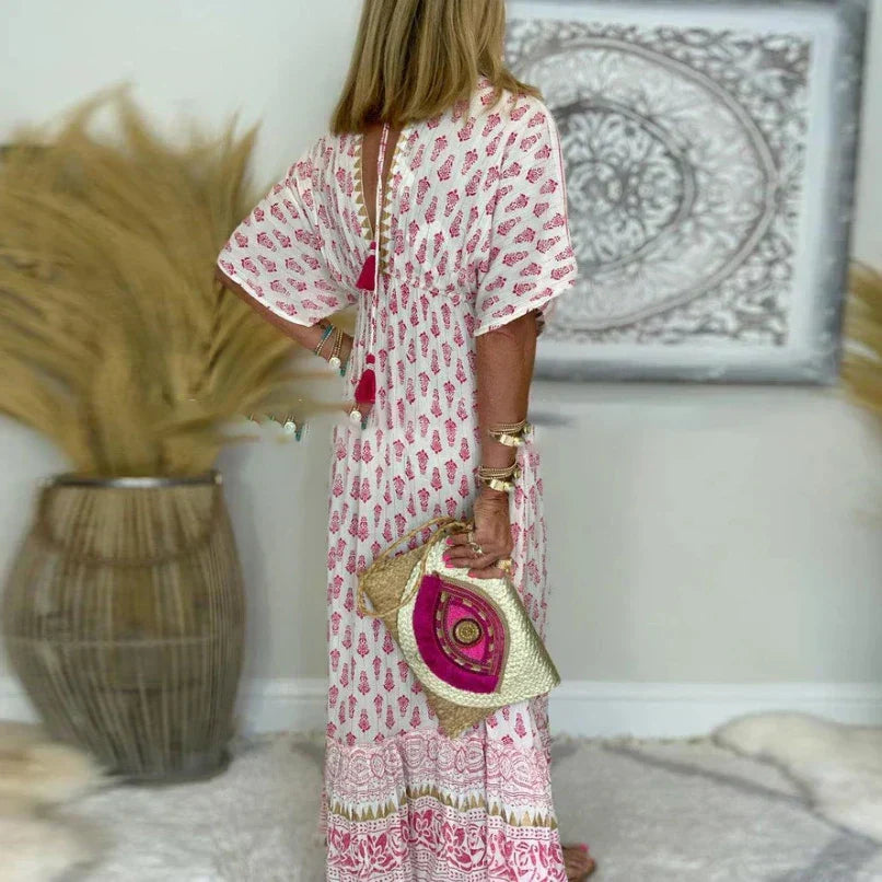 Vestido maxi mujer con estampado y estilo bohemio