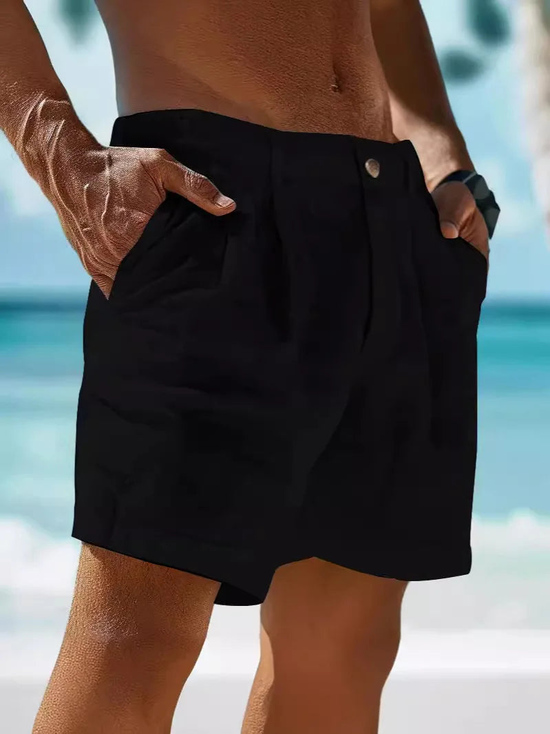 Pantalones Cortos Hombre de Lino Transpirables Estilo Veraniego