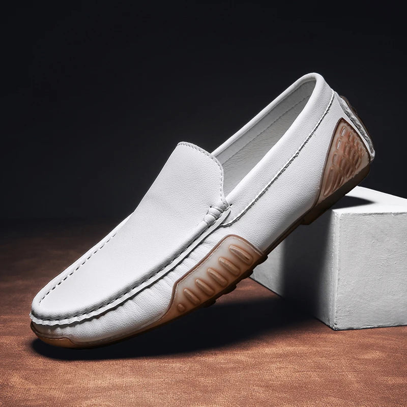 Mocasines Hombre de Cuero Suela Goma Antideslizante Slip-On