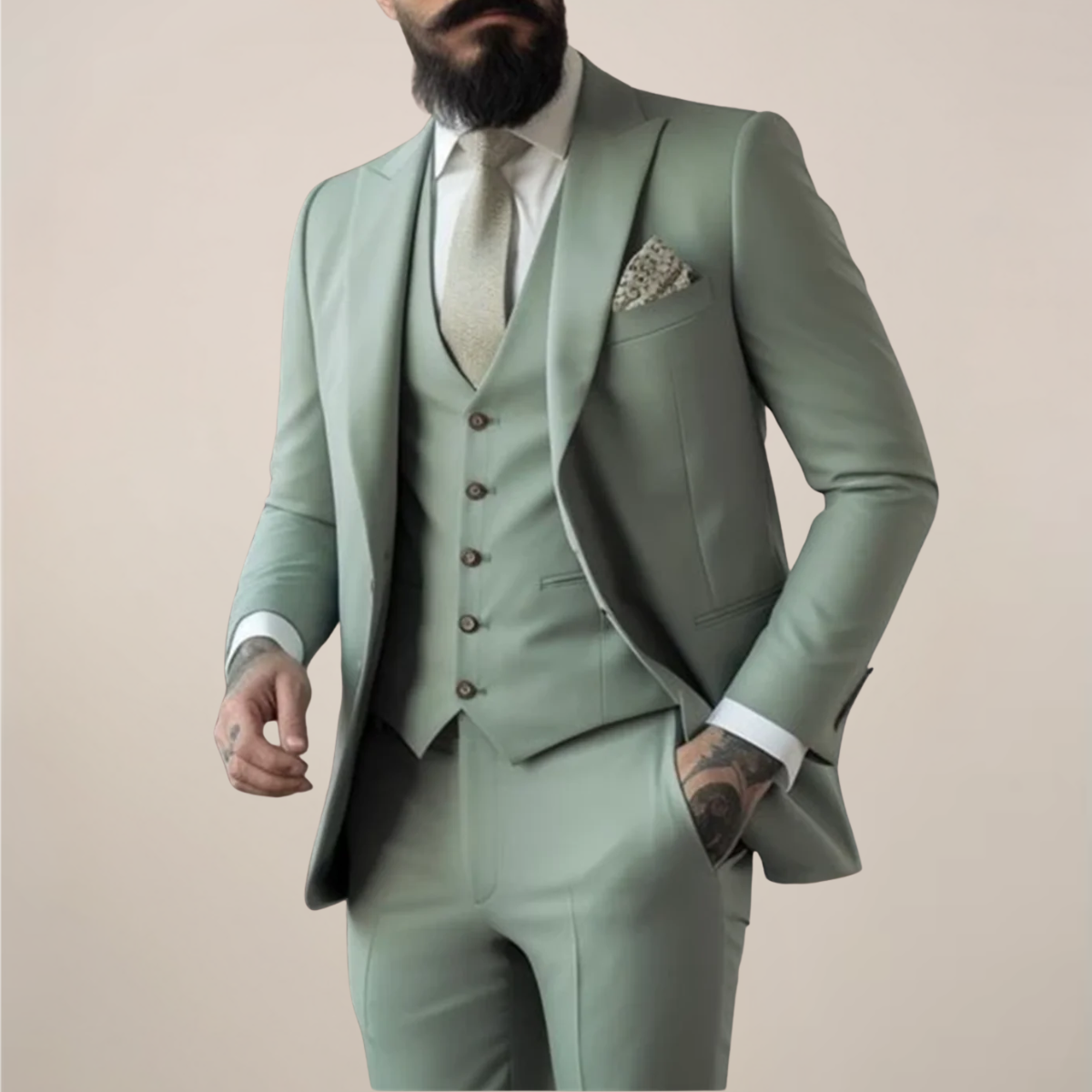 Traje tres piezas hombre elegante primavera - Mavetta