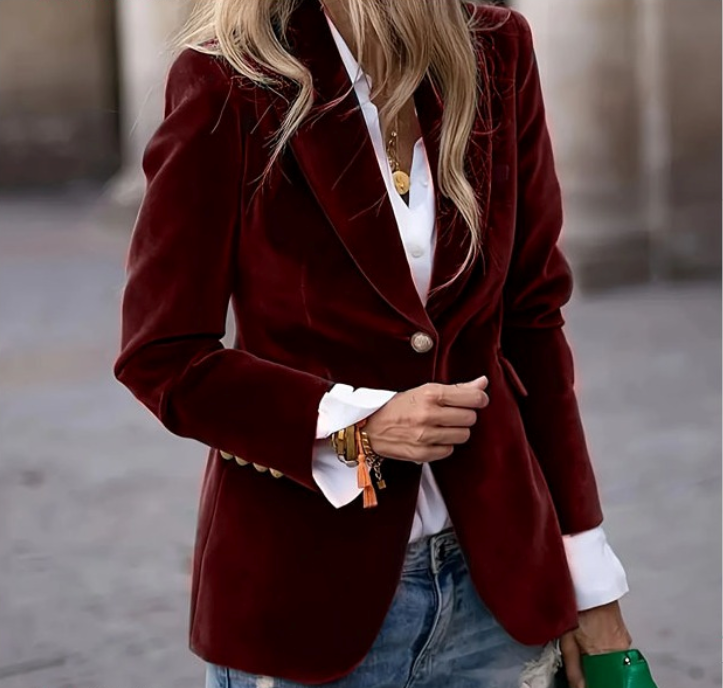 Blazer mujer con solapa de tejido estructurado corte clásico