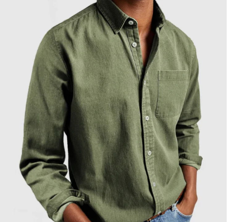 Camisa Casual Hombre Algodón Botones Ajuste Regular