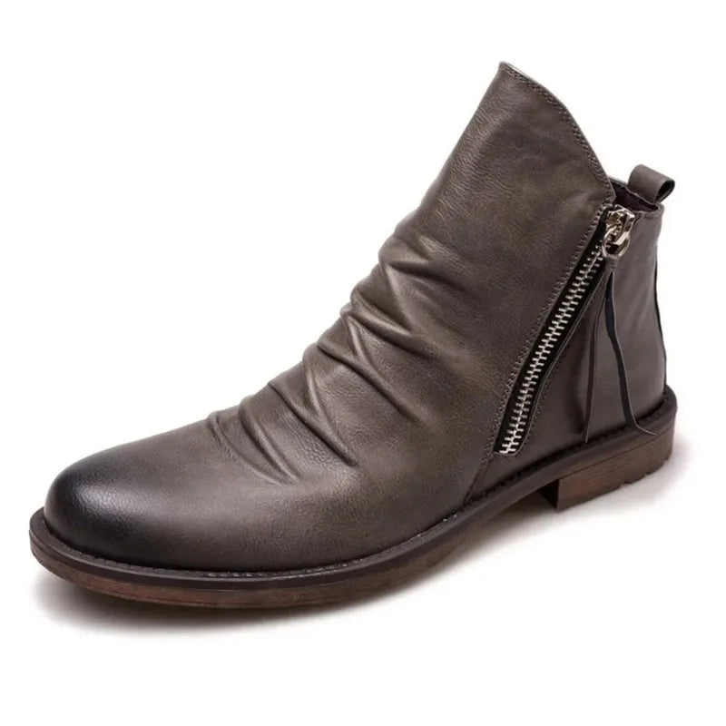 Botines Hombre de Piel con Cremallera Lateral