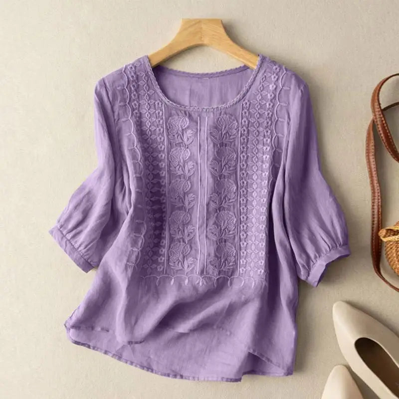 Blusa Mujer Estampado Floral Tejido Ligero Corte Relajado