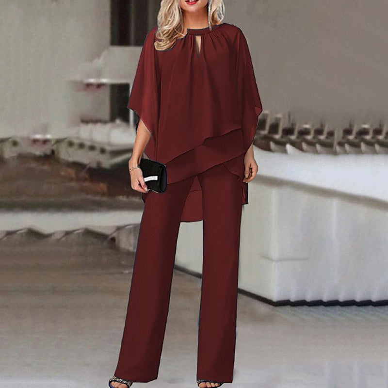 Conjunto Mujer Blusa y Pantalón Elegante Ajuste Clásico