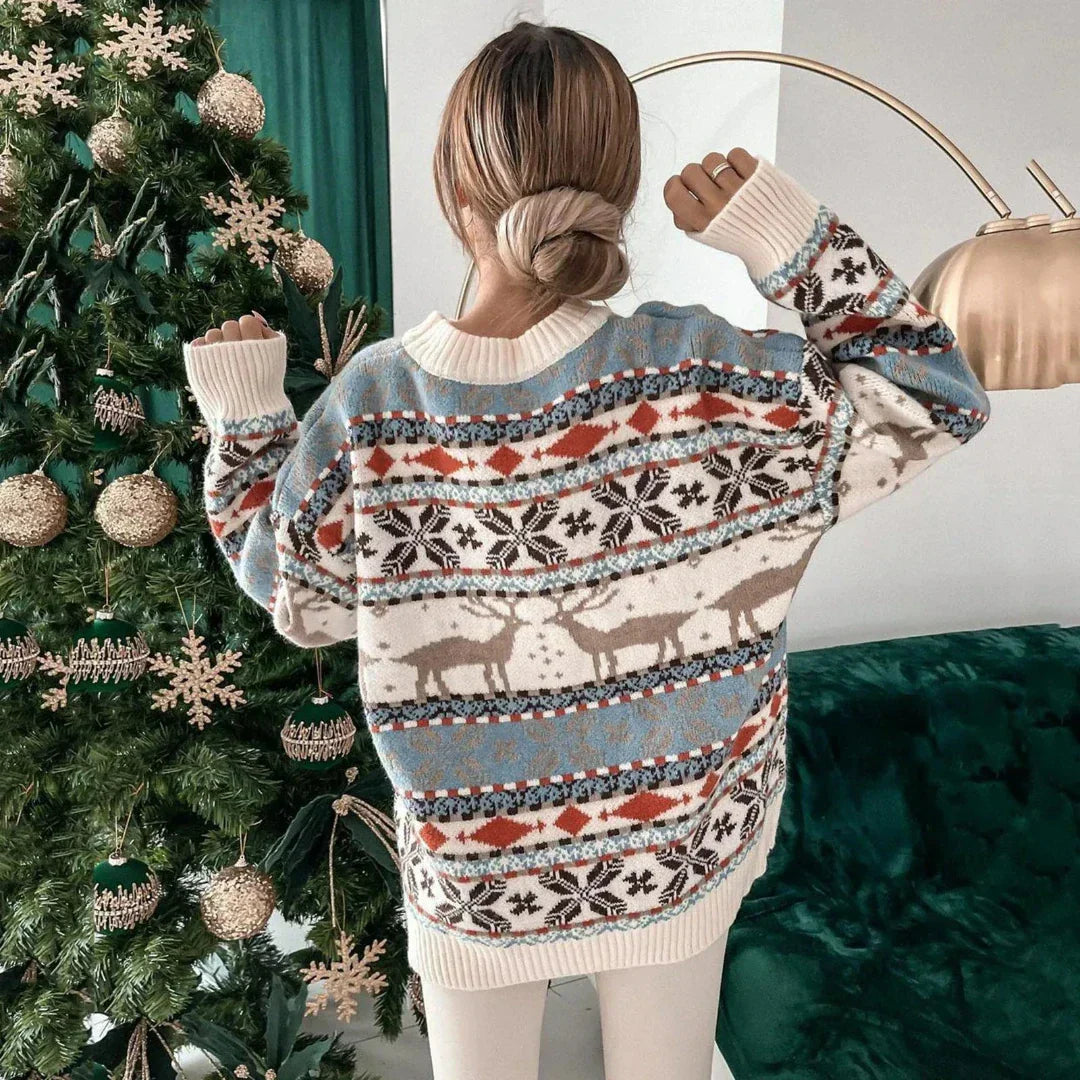 Jersey Mujer Cálido Manga Larga Diseño Navideño