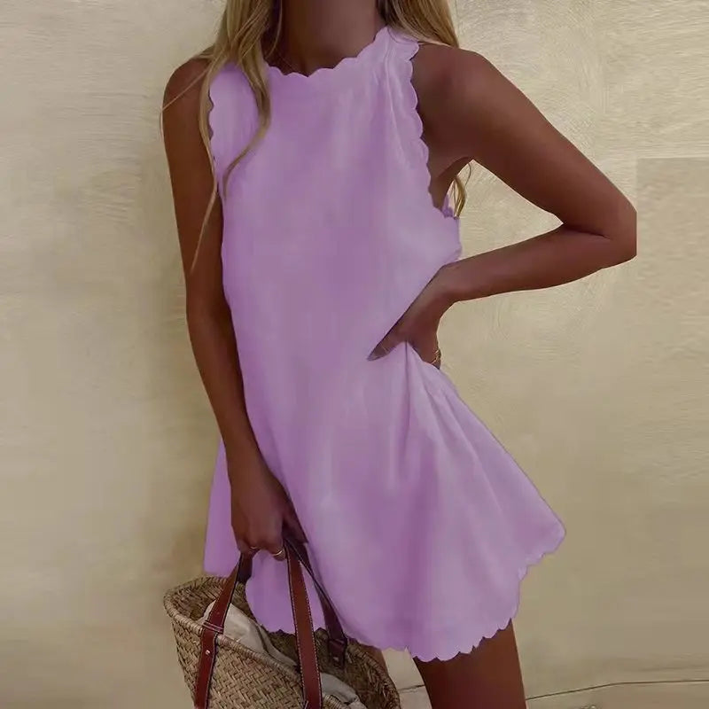 Vestido Mujer Ligero Sin Mangas Estilo Elegante Verano