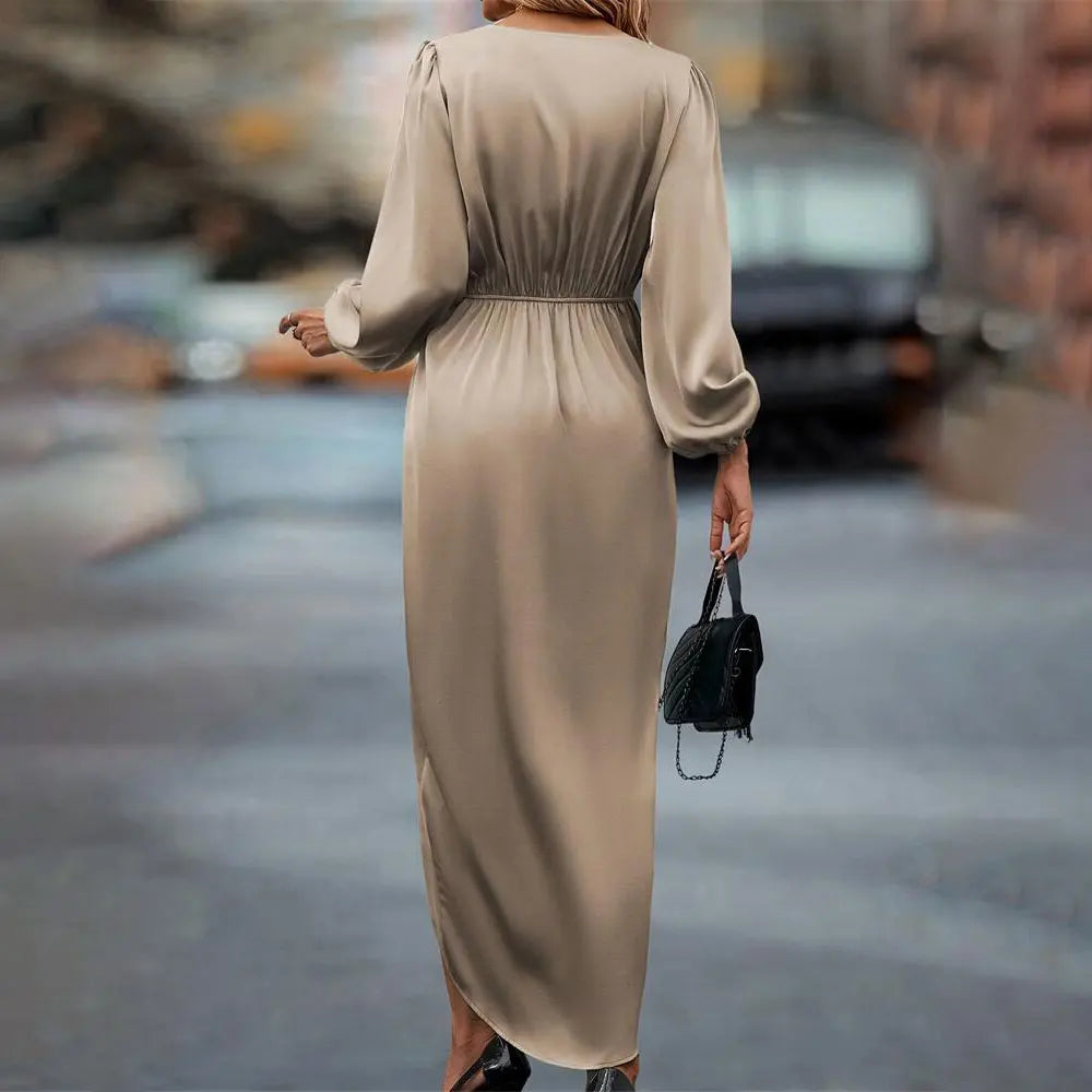 Vestido midi mujer Cruzado Manga larga