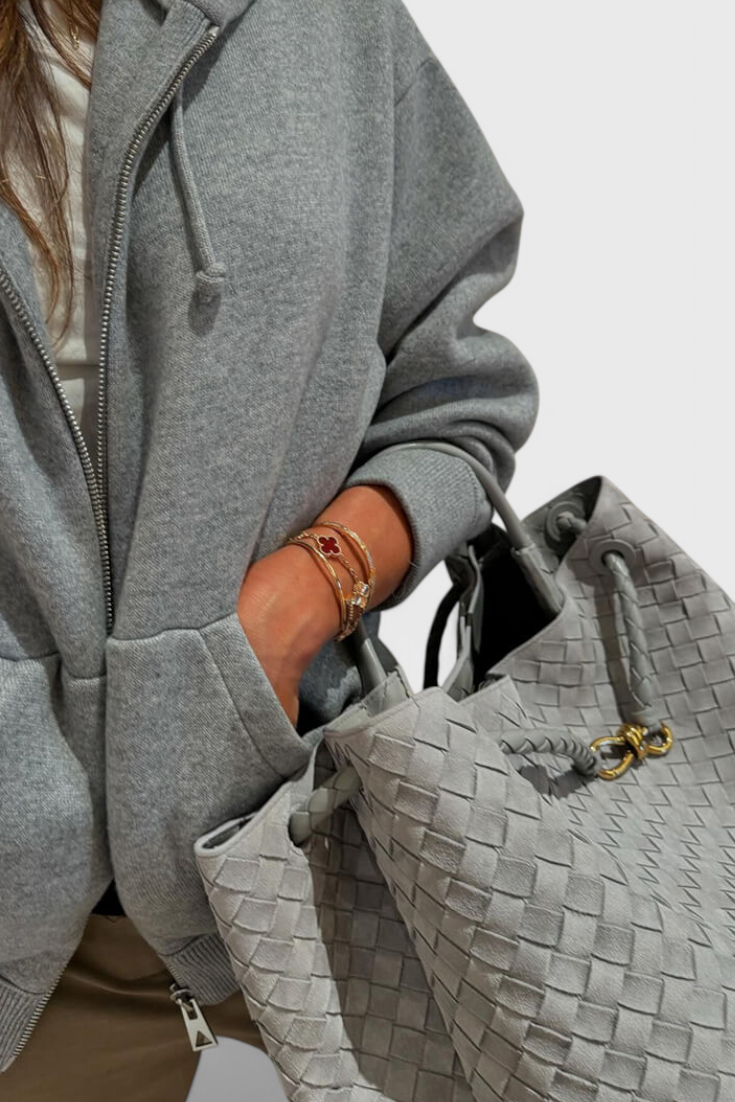 Bolso mujer efecto ante tejido con correa ajustable