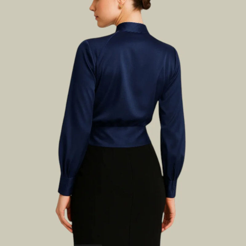 Blusa Mujer Poliéster Cuello en V Diseño Cruzado Manga Larga