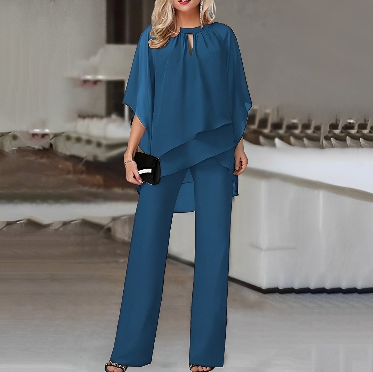 Conjunto Mujer y Pantalones Anchos Fluido