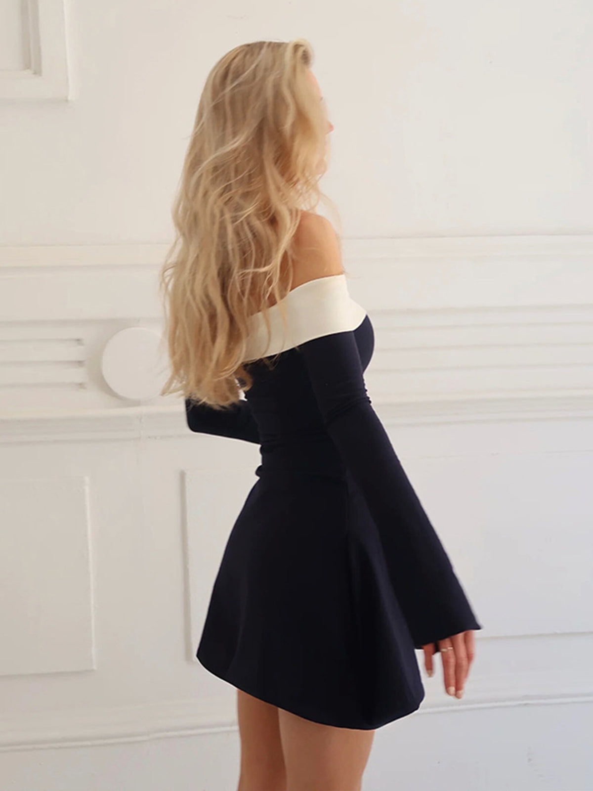 Minivestido Mujer Ajustado Hombros Descubiertos