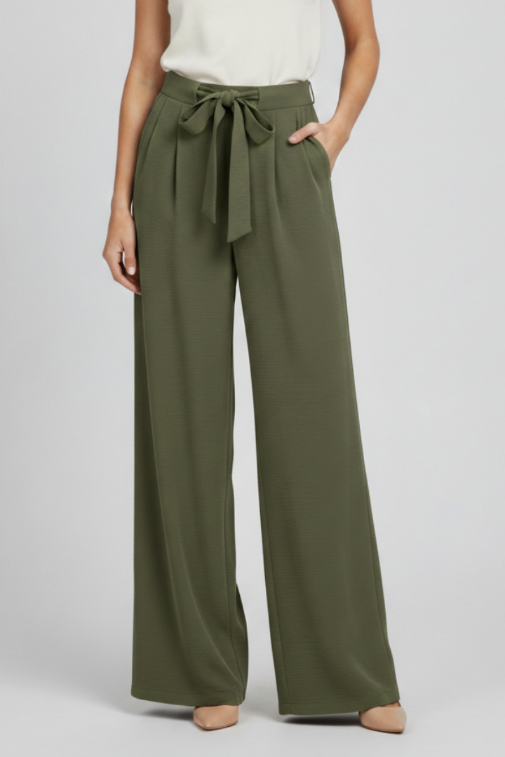 Pantalones Palazzo Mujer Algodón Cintura Ajustable Pierna Ancha