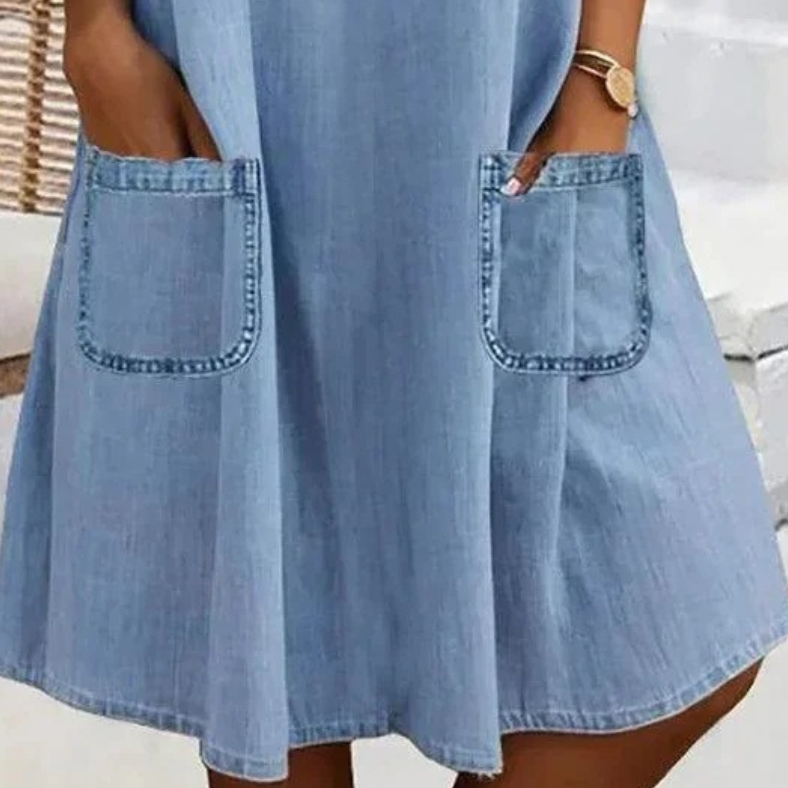 Vestido midi mujer Bolsillos Laterales Comodo Versatil Diario