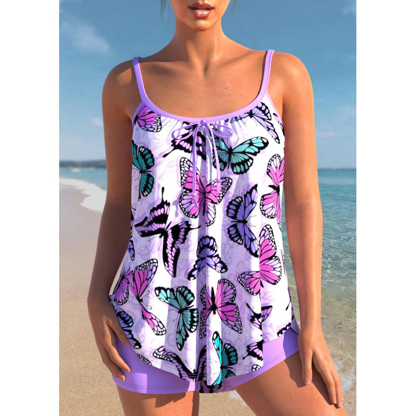 Bañador Tankini Mujer de Talle Alto y Pantalón Corto