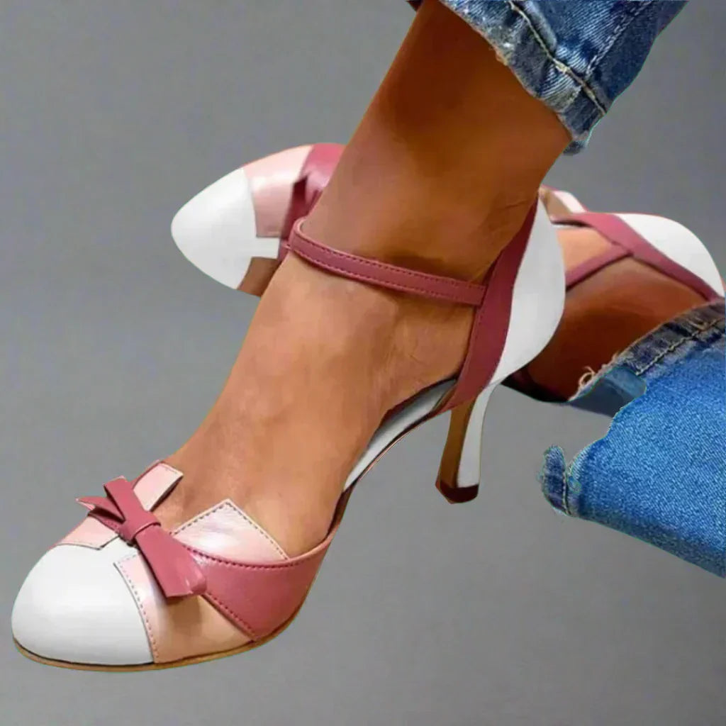 Zapatos Tacón Mujer con Tira al Tobillo y Detalle de Lazo