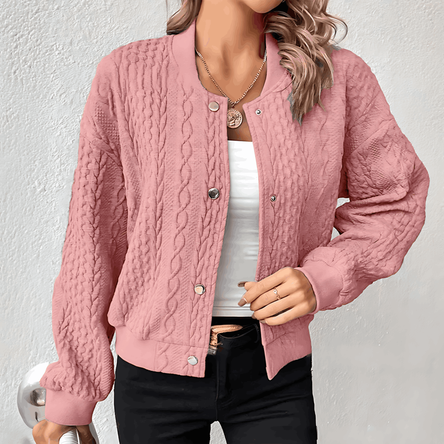 Cárdigan Mujer Estilo Bomber Ajuste Casual
