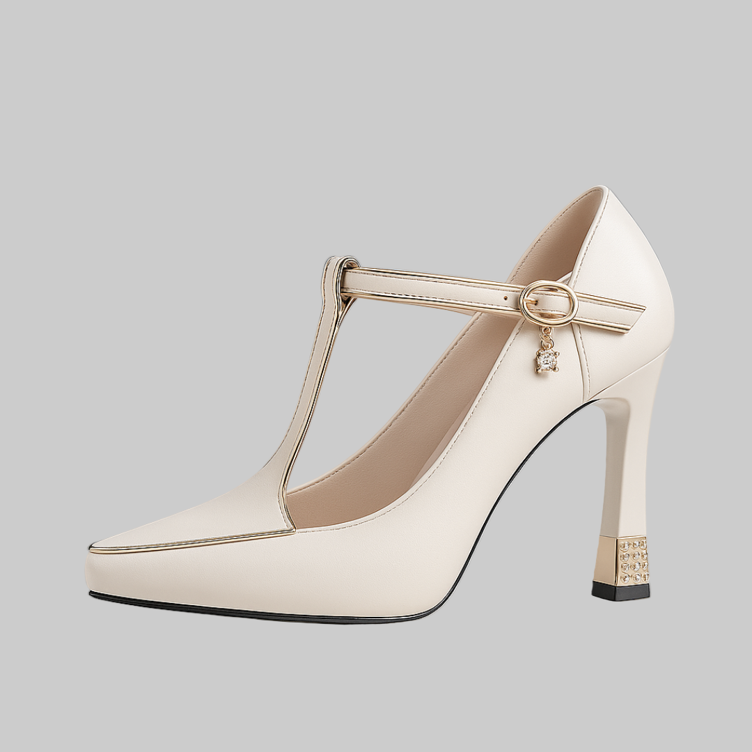 Tacones Mujer Ortopédicos Punta Cerrada Correa Empeine Ergonomicos
