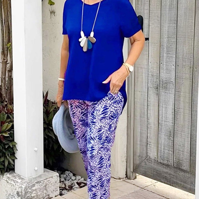 Conjunto mujer algodón pantalón estampado cómodo