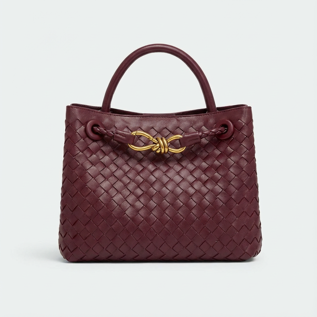Bolso de Mano Mujer Trenzado Intrecciato Cierre Elegante