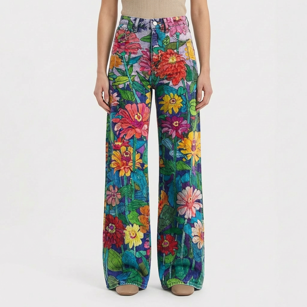 Pantalones Vaqueros Mujer Talle Alto Pernera Ancha Diseño