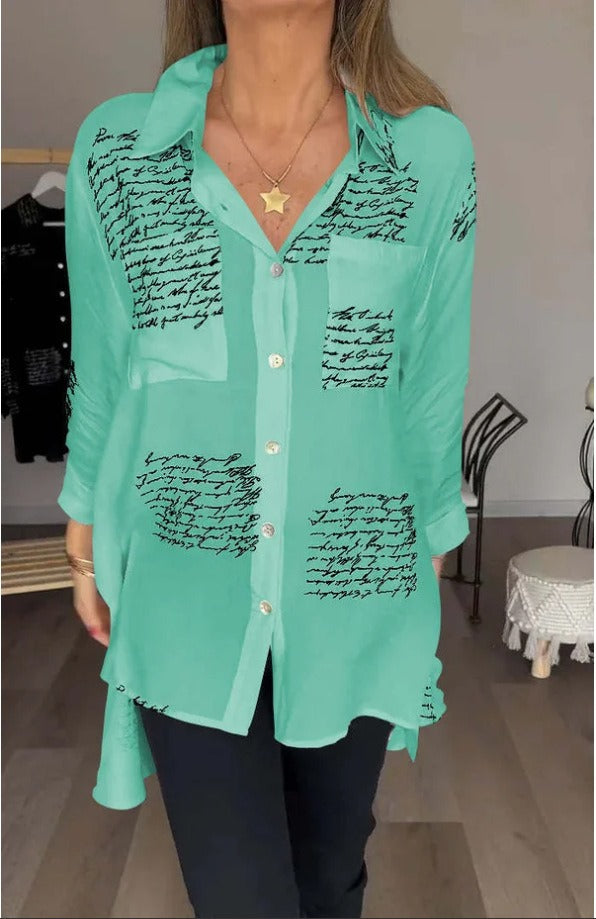 Camisa Mujer Estampada Manga Larga Ajuste Clásico