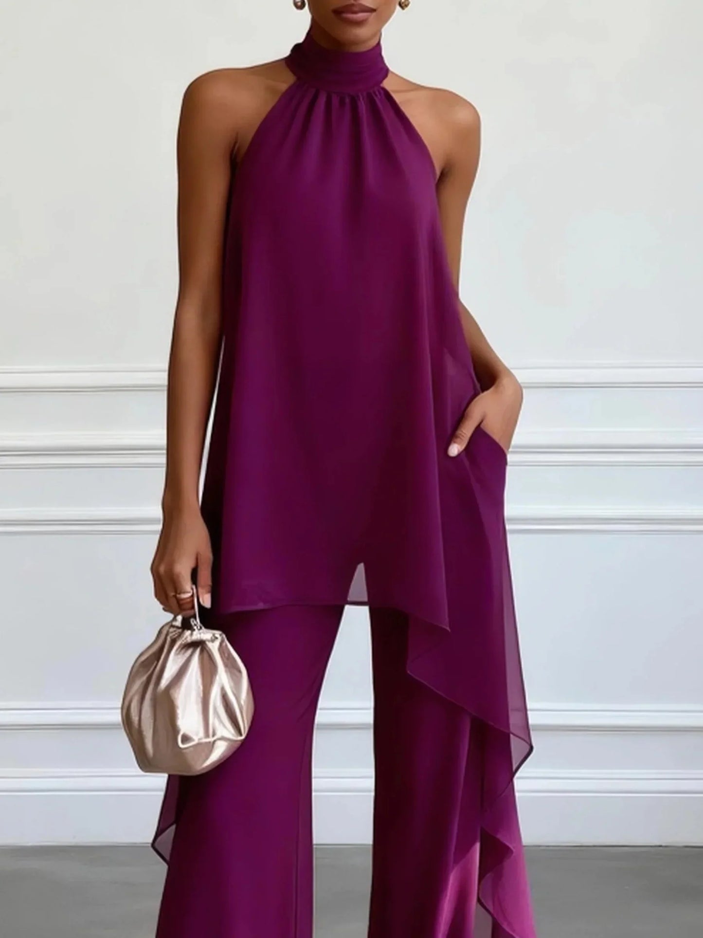 Conjunto Mujer Halter y Pantalón Ajustado