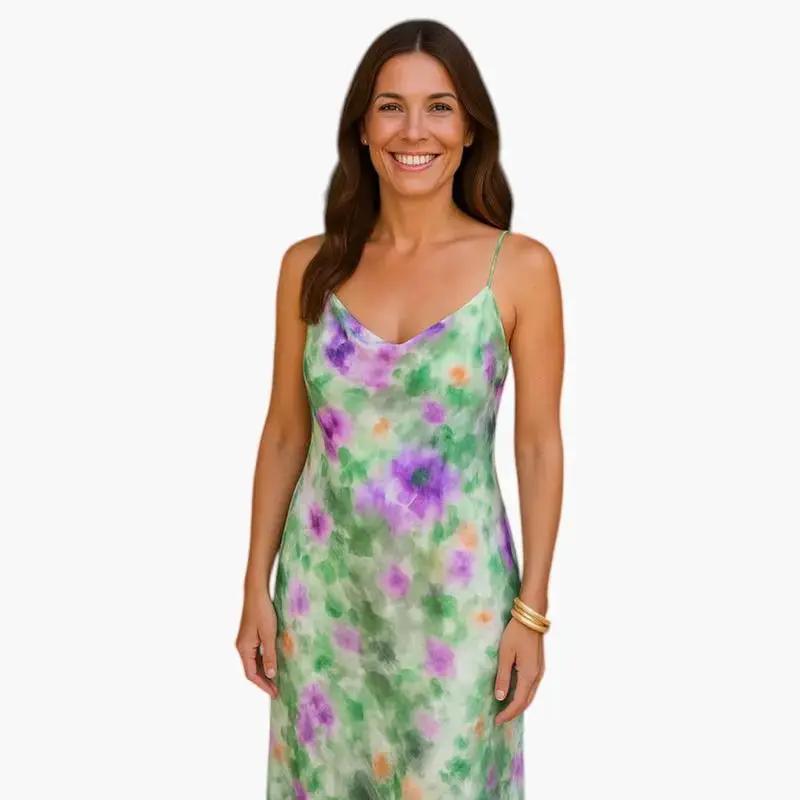 Vestido maxi mujer con bufanda desmontable fluido