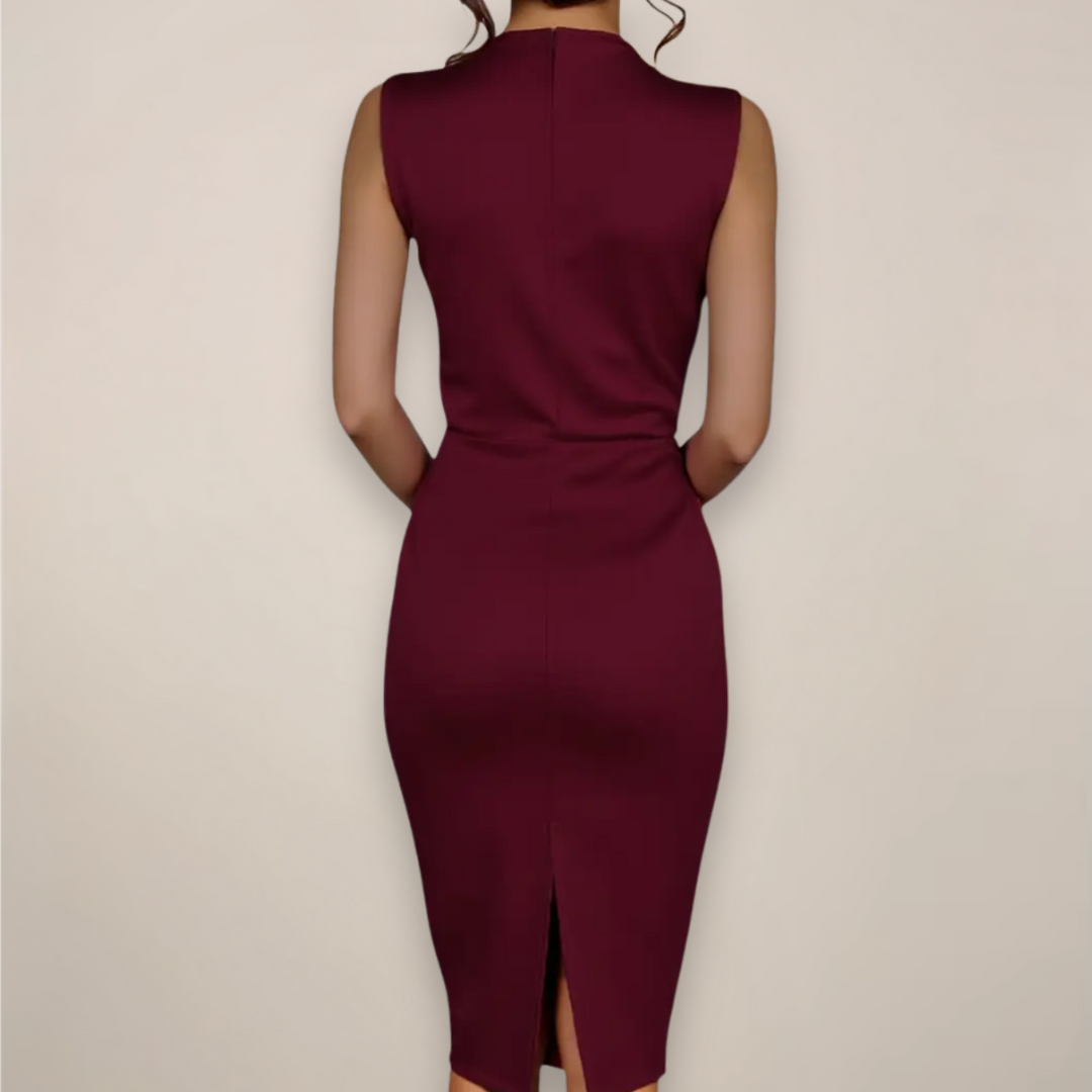 Vestido midi mujer sin mangas lazo elegante