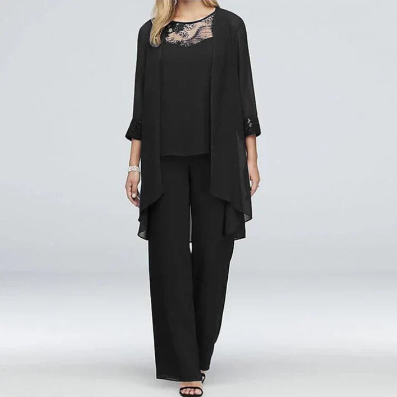 Conjunto Mujer Tres Piezas Primavera Pantalón Ancho