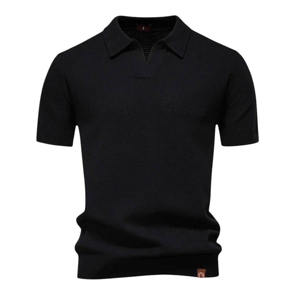 Polo Hombre Textura Estructurada Cuello Abierto